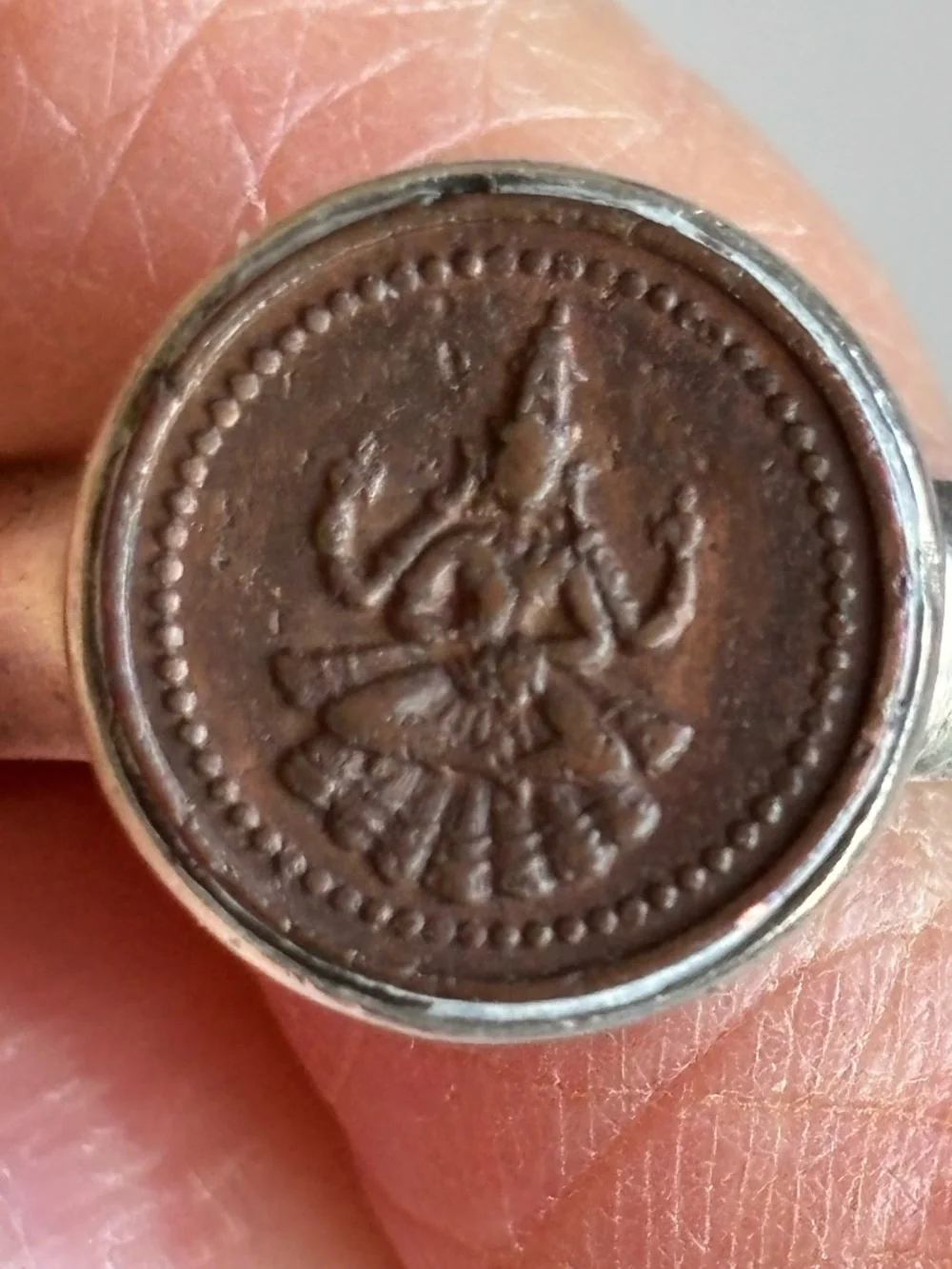 Lakshmi Ring – 925 Silver with Copper Embossed Centerpiece